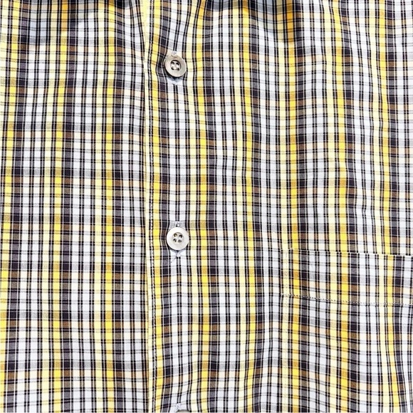 Ermenegildo Zegna Dress Shirt Size Large Blue Yellow Check Long Sleeve Luxury - Picture 3 of 5